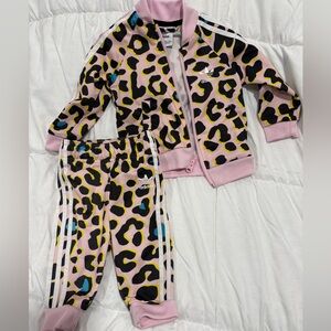 Adidas Pink and Black Leopard Baby Tracksuit